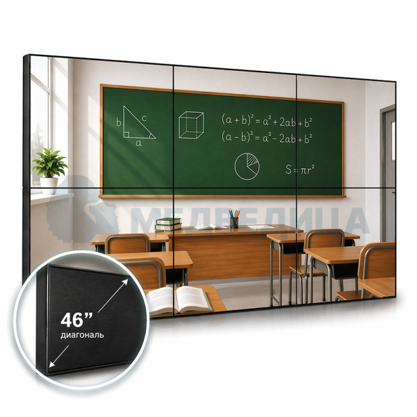 Видеостена 3х3, шов 0,8 мм 46"